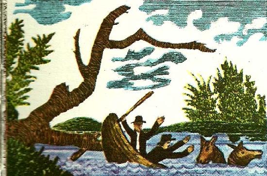 unknow artist en kanot valtes av en flytande tradstam oil painting image
